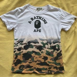 Bape college fade camo tee, small. EUC